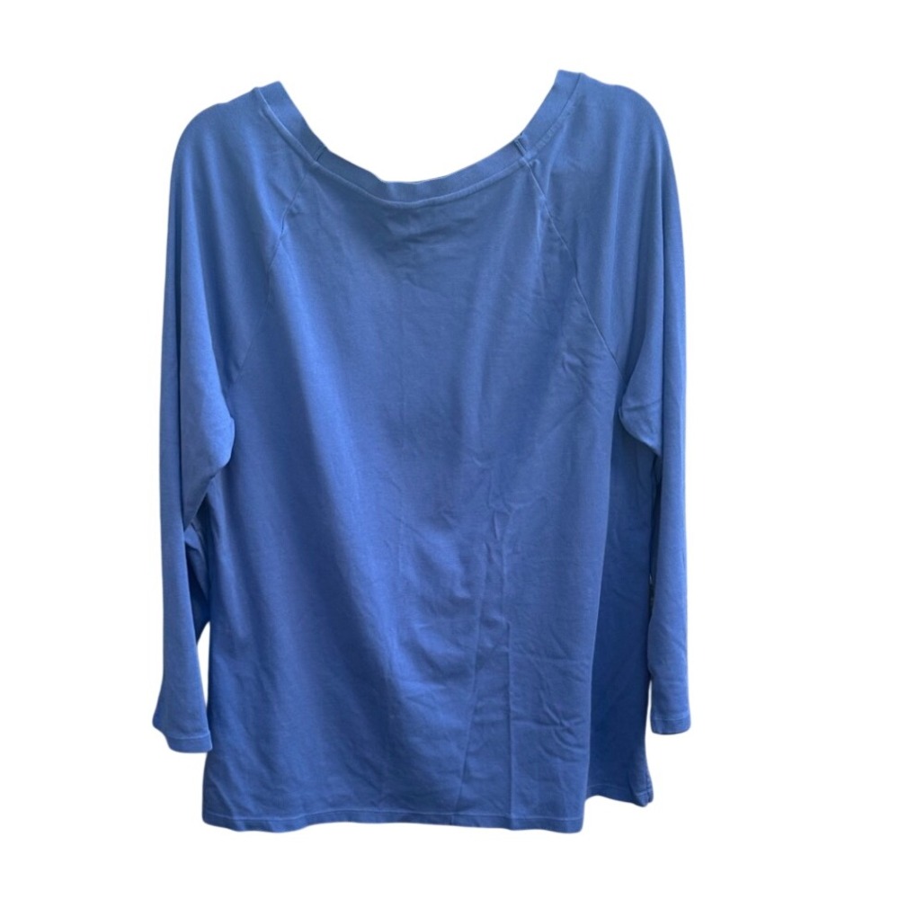 Lauren Ralph Lauren Blue Raglan Long Sleeve Scoop Neck Top Plus Size 2X - Picture 4 of 5